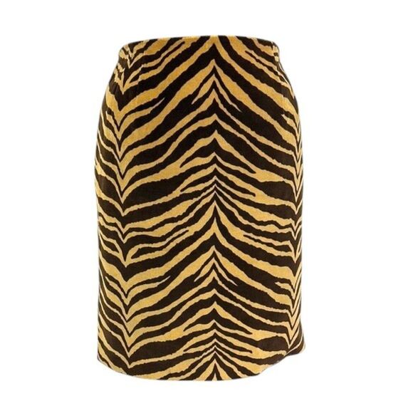 Talbots Pencil Skirt Size 14P Y2K Zebra Print Velvet - Picture 3 of 13